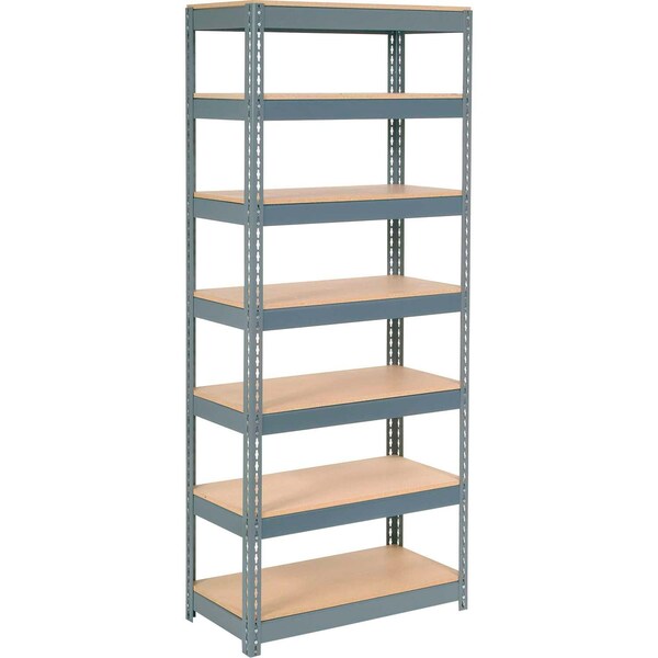 Extra Heavy Duty Shelving 36W x 18D x 84H With 7 Shelves, Wood Deck, Gry